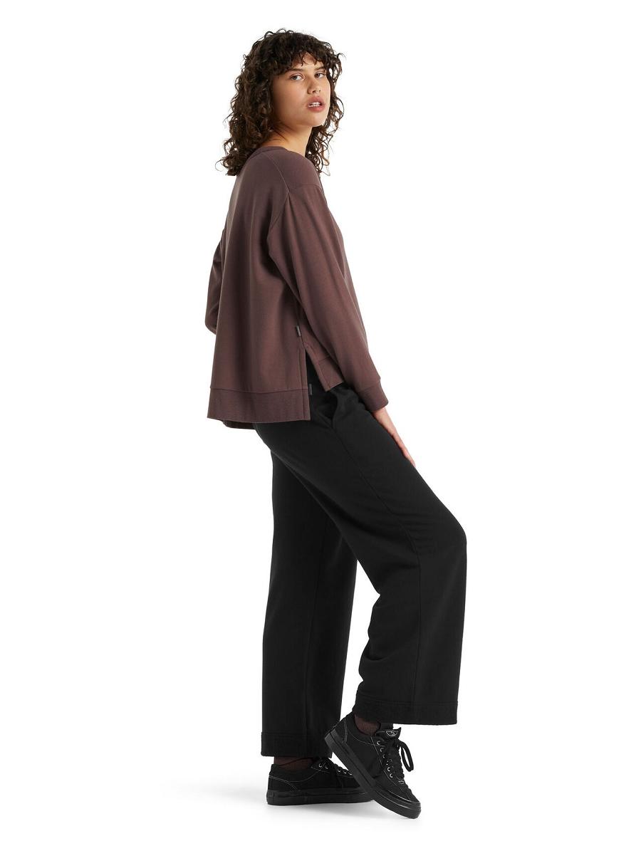 Black Women's Icebreaker RealFleece™ Merino Dalston Wide Pants | USA 1518YXFU